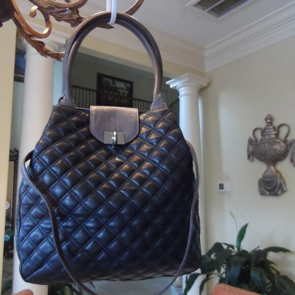 Marc Jacobs Black & Brown Quilted Calf Leather Shoulder Bag - Picture 1 of 16